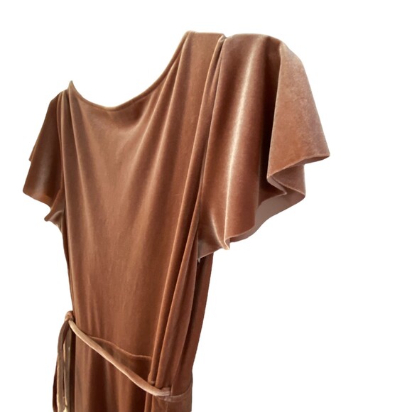 After Six 1538 Size large Velvet Long Maxi Wrap pockets Dress Tawny Rose - Picture 7 of 9